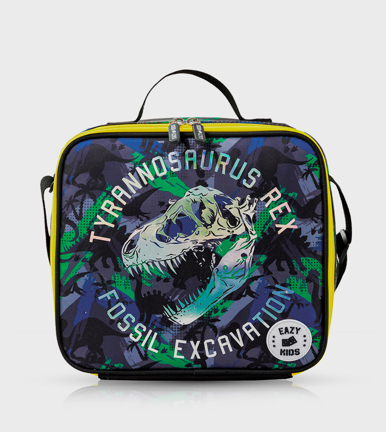 4-Piece Printed 17" 4 Wheel Trolley Backpack Set - T-Rex
