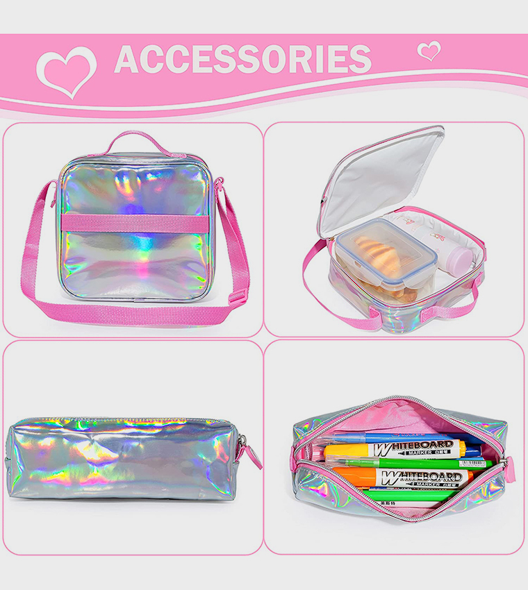 4-Piece Girl Power Themed 18" School Backpack Set