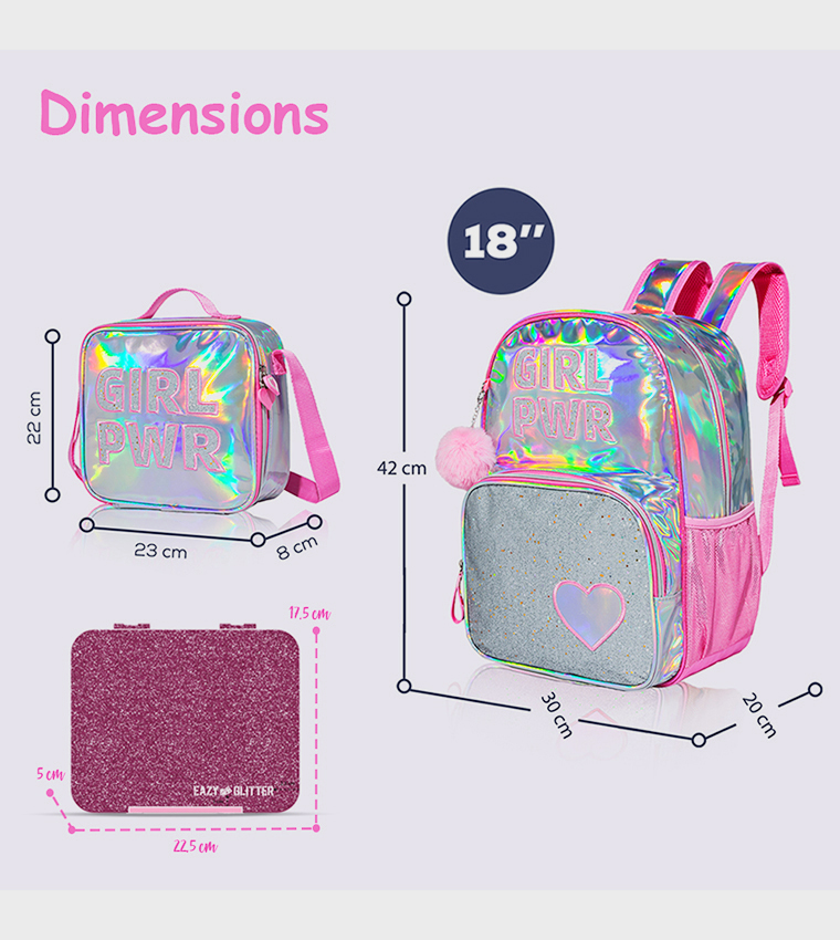 4-Piece Girl Power Themed 18" School Backpack Set