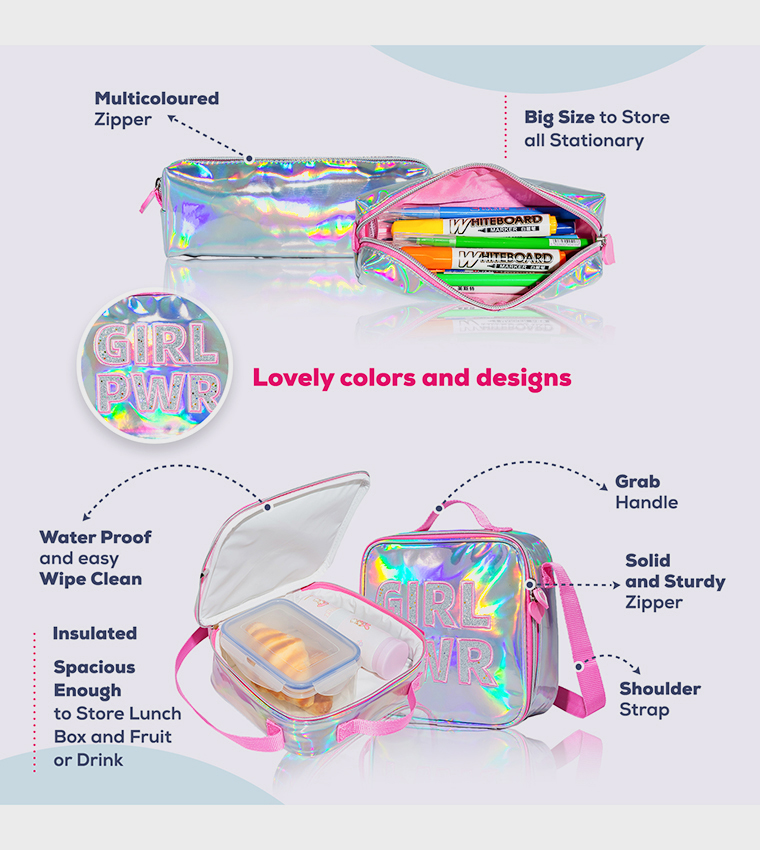 4-Piece Girl Power Themed 18" School Backpack Set