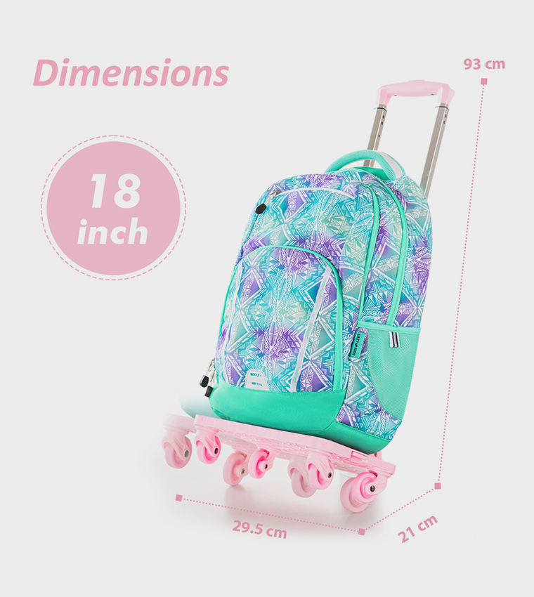 Printed 18" 4 Wheel Trolley School Bag - Geometrical