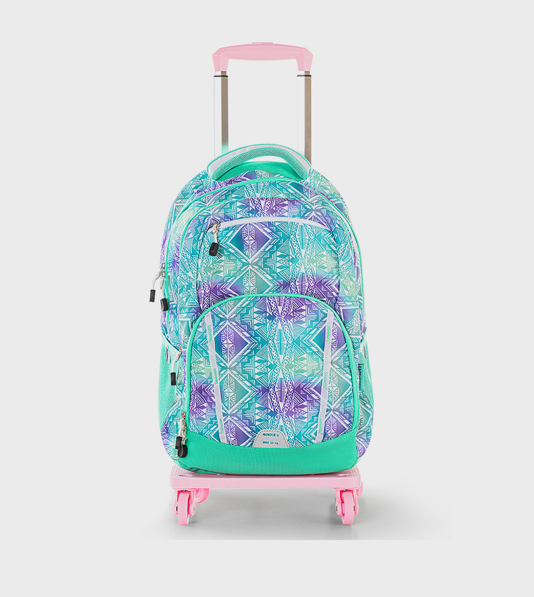 Printed 18" 4 Wheel Trolley School Bag - Geometrical