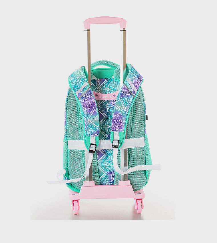 Printed 18" 4 Wheel Trolley School Bag - Geometrical