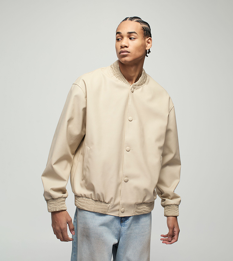 Soft PU Oversized Bomber Jacket