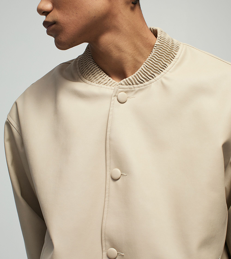 Soft PU Oversized Bomber Jacket