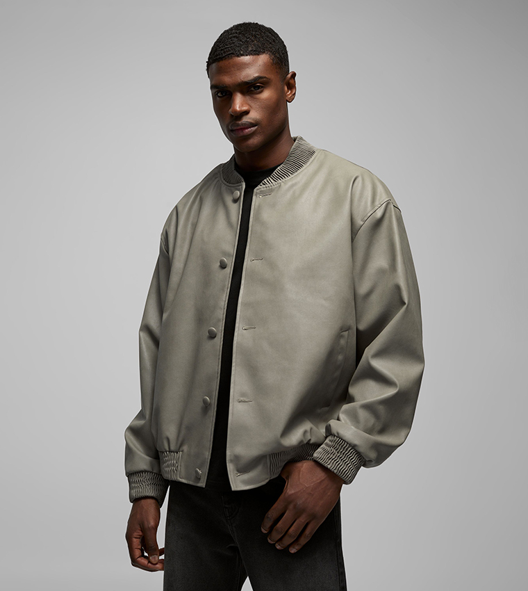 Soft PU Oversized Bomber Jacket