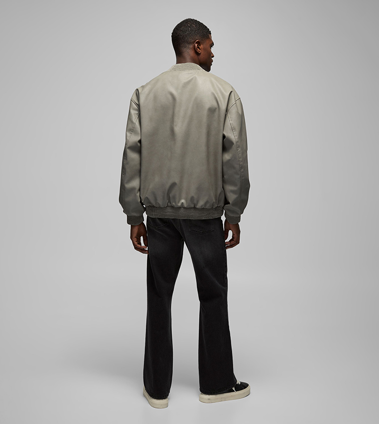 Soft PU Oversized Bomber Jacket