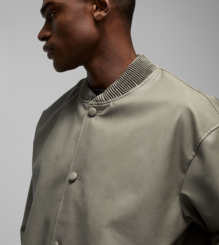 Soft PU Oversized Bomber Jacket