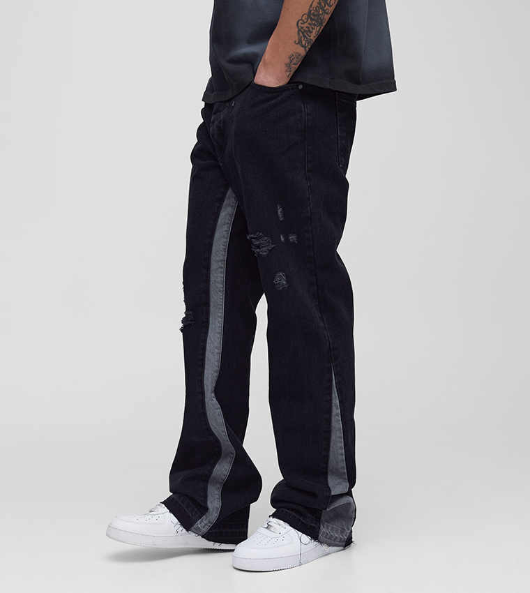 Tall Flare Distressed Gusset Panel Slim Fit Jeans