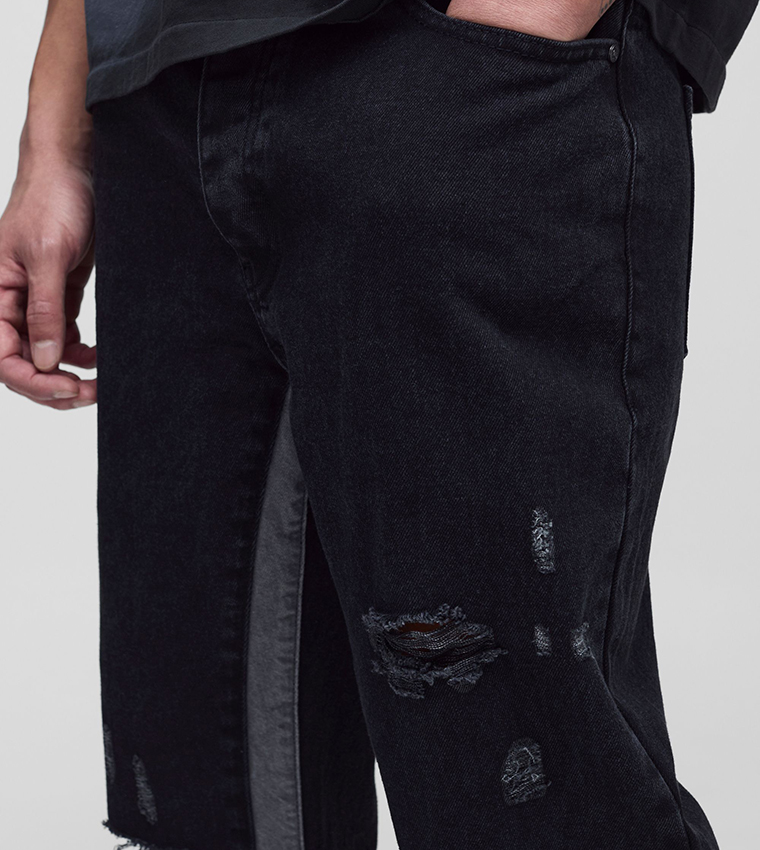 Tall Flare Distressed Gusset Panel Slim Fit Jeans