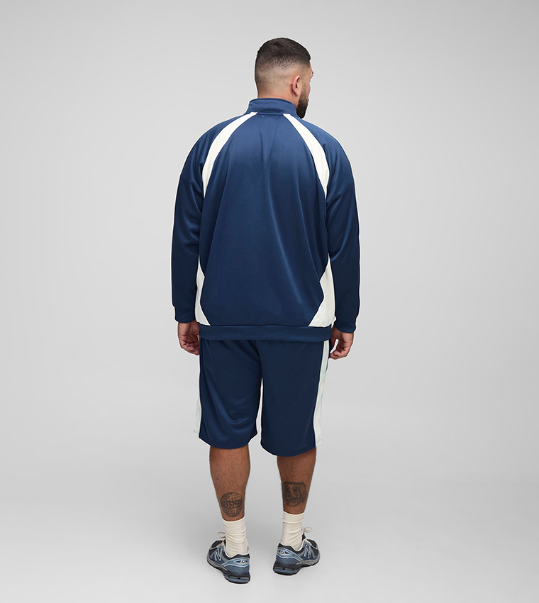 Plus & Tall Tricot Color Block High Neck Track Jacket