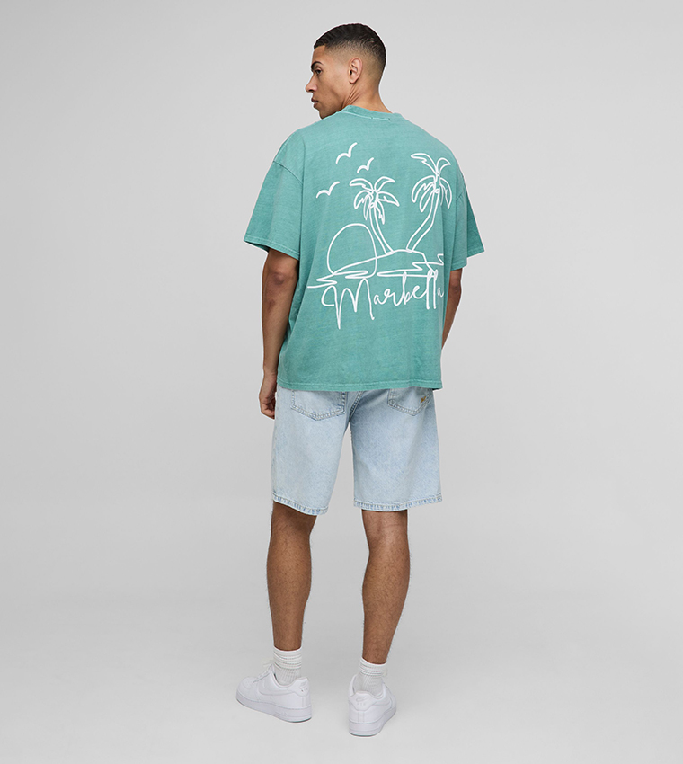 Drawn Marbella Graphic Washed Oversized T-Shirt