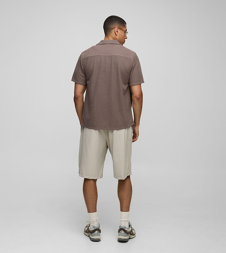 Honeycomb Waffle Regular Fit Revere Collar Shirt