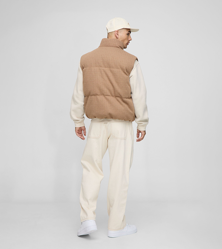 Mini Knitted Textured High Neck Boxy Fit Puffer Gilet