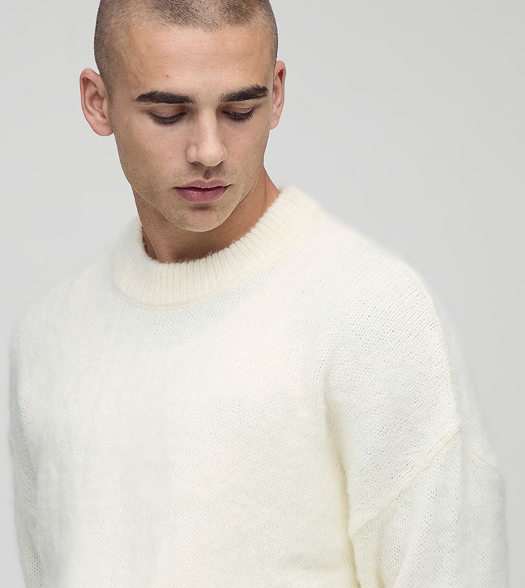 Brushed Crew Neck Boxy Fit Sweater