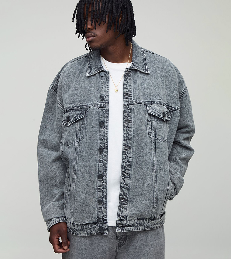 Tall Acid Wash Oversized Denim Jacket