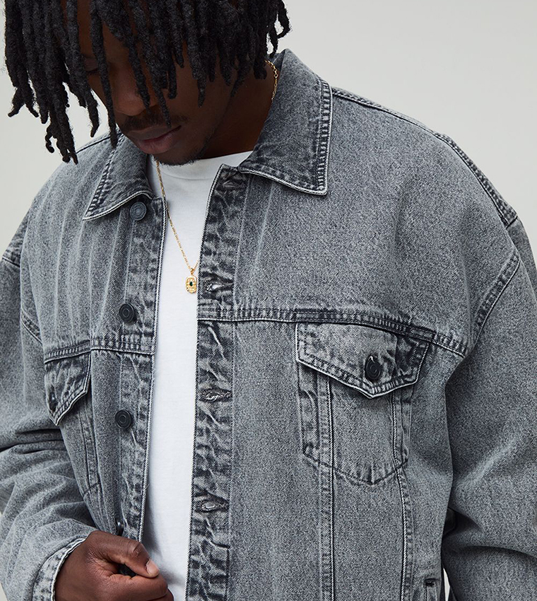 Tall Acid Wash Oversized Denim Jacket
