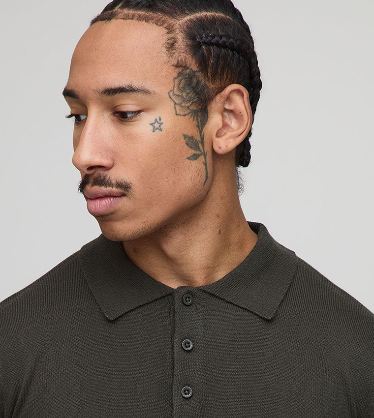 Button Up Knitted Long Sleeves Polo T-Shirt