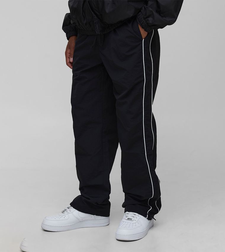 Side Striped Relaxed Fit Nylon Sweatpants