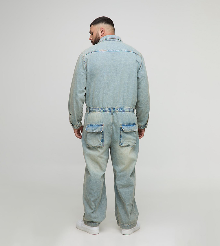 Regular Fit Rip and Repair Denim Jumpsuit