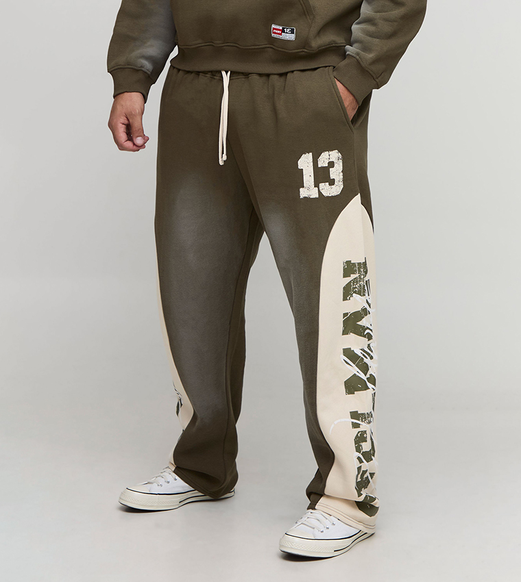 Panel Spray Wash 13 Print Baggy Fit Sweatpants