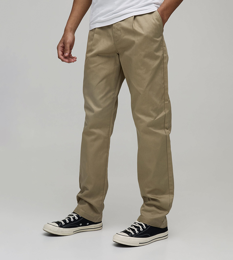 Pleat Detail Straight Fit Trousers