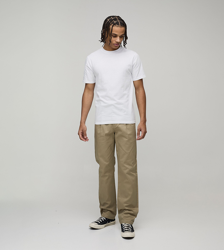 Pleat Detail Straight Fit Trousers