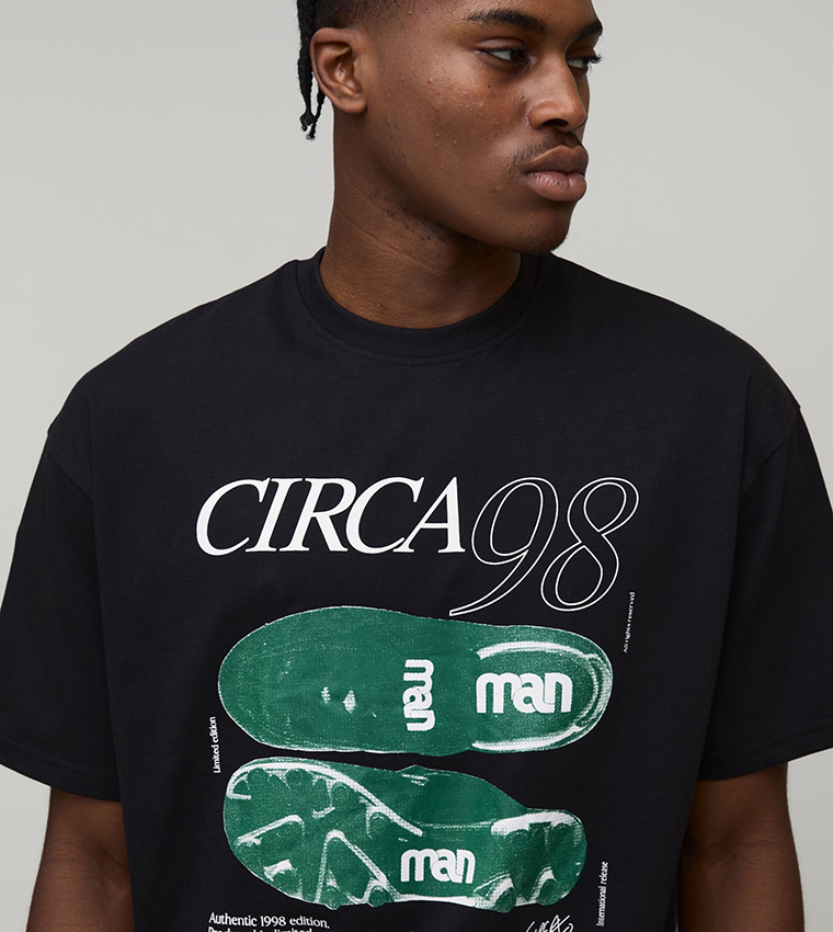 تيشيرت أوفرسايز ثقيل بطبعة