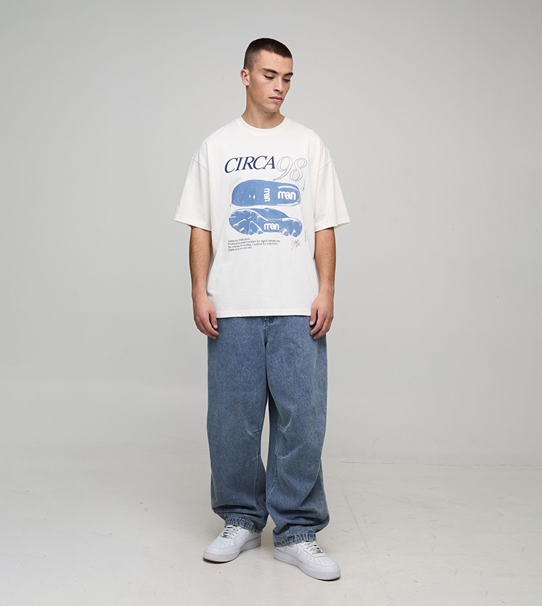 تيشيرت أوفرسايز ثقيل بطبعة