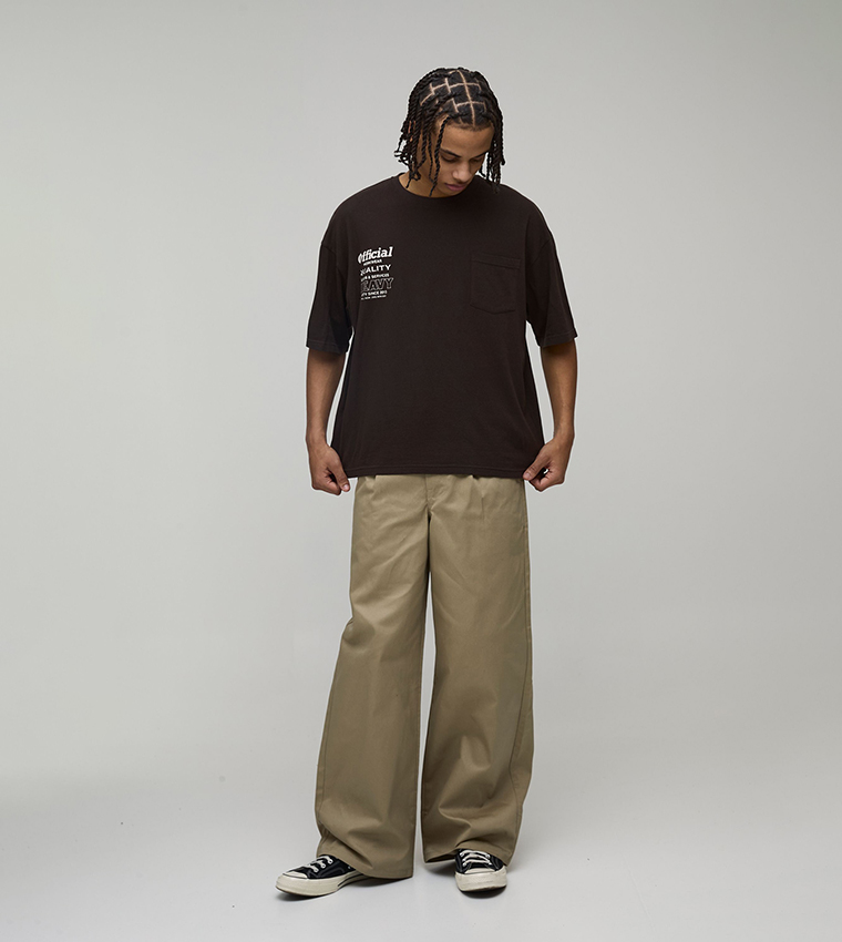 Wide Fit Pleat Detail Work 365 Trousers