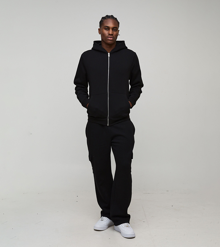 Solid Zip-Through Hooded Jacket