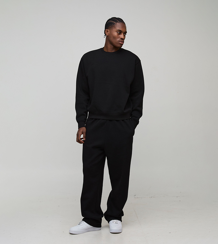 Solid Oversized Crew Neck Sweatshirt
