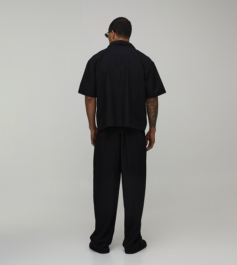 بنطلون بمزيج لينن بقصة بالون