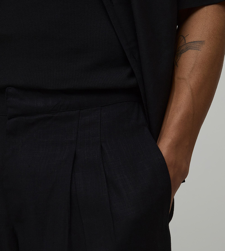 بنطلون بمزيج لينن بقصة بالون