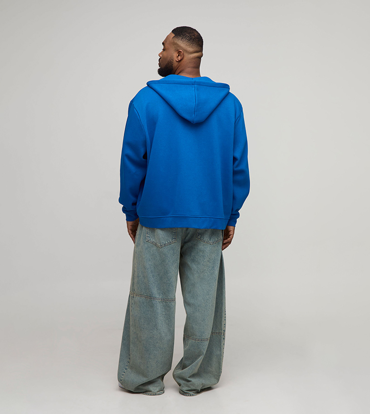 جاكيت اوفرسايز سادة بسحاب كامل وهودي للمقاسات الواسعة والطويلة 