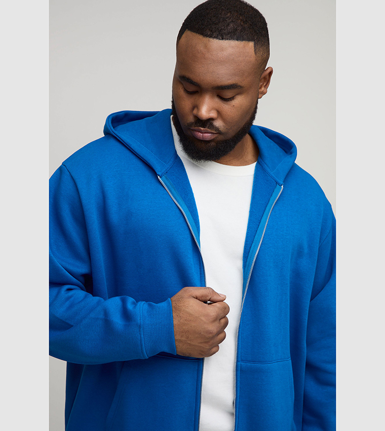 جاكيت اوفرسايز سادة بسحاب كامل وهودي للمقاسات الواسعة والطويلة 