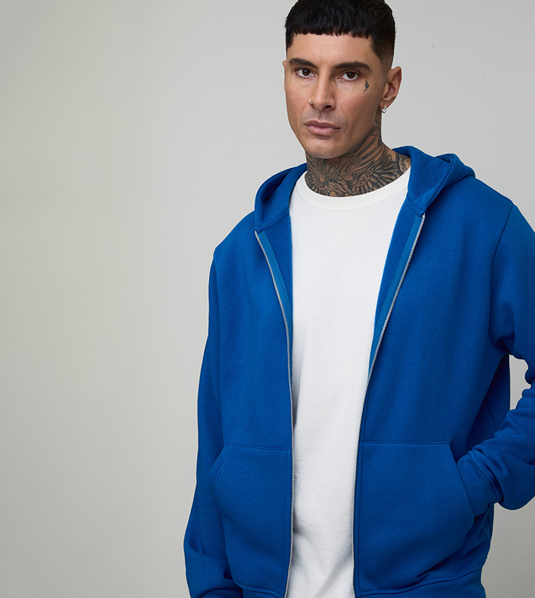 Tall Solid Regular Zip-Through Hooded Jacket