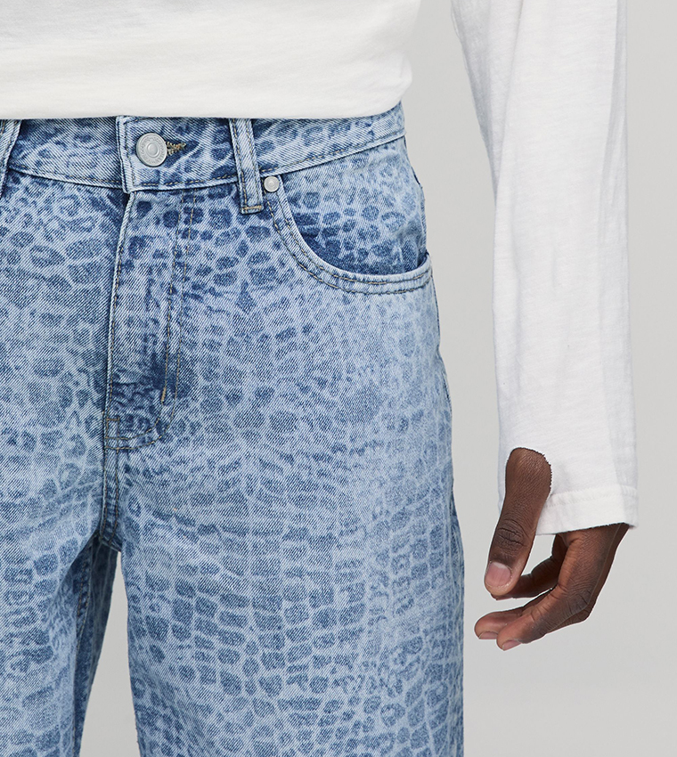 Croc Print Relaxed Fit Jeans