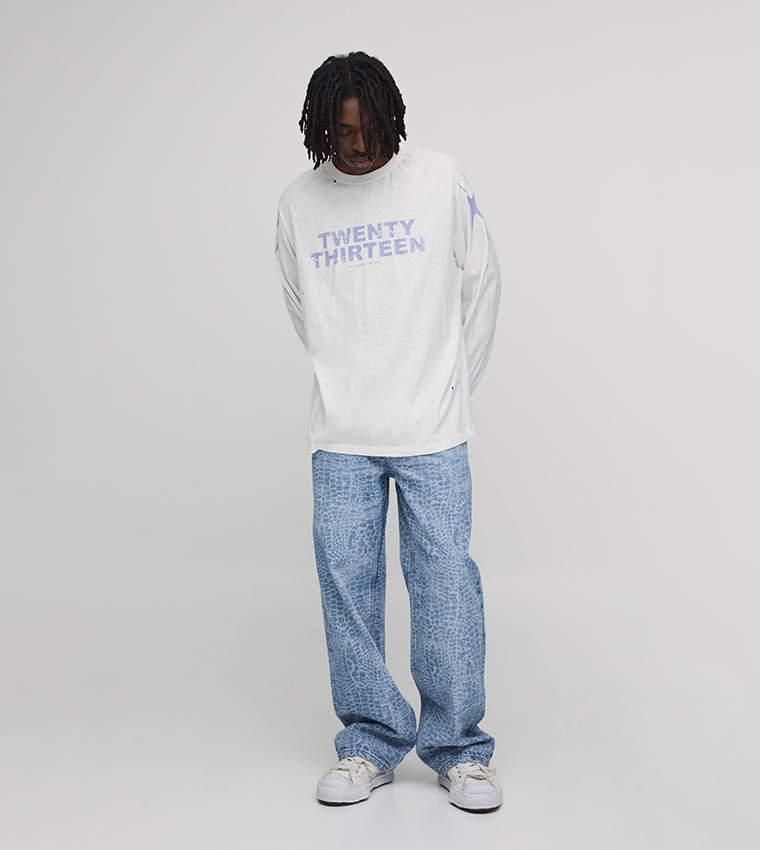 Croc Print Relaxed Fit Jeans