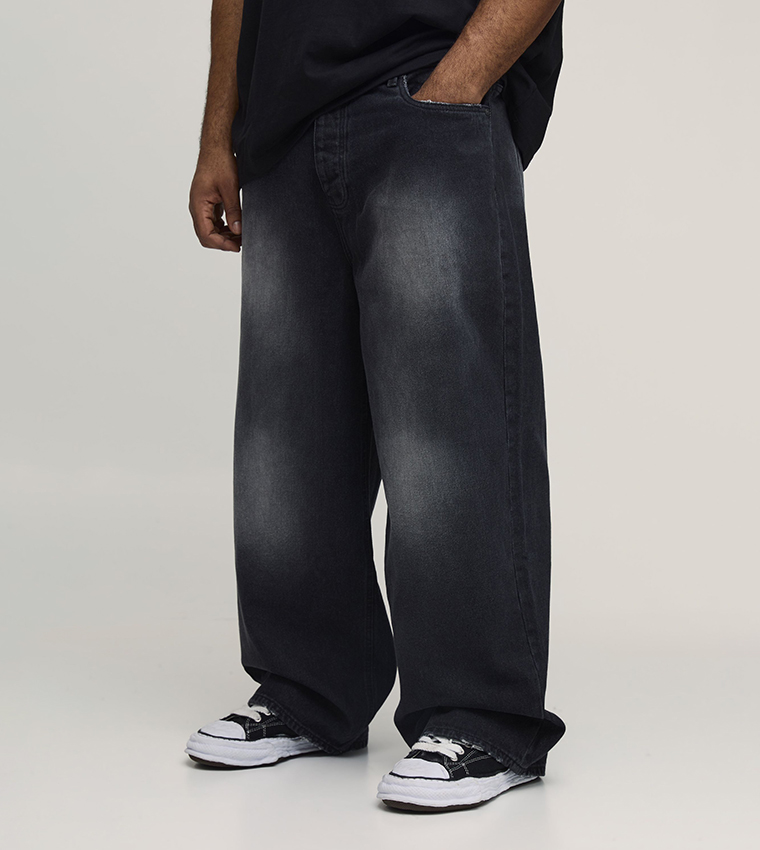 Tinted Washed Distressed Relaxed Fit Jeans