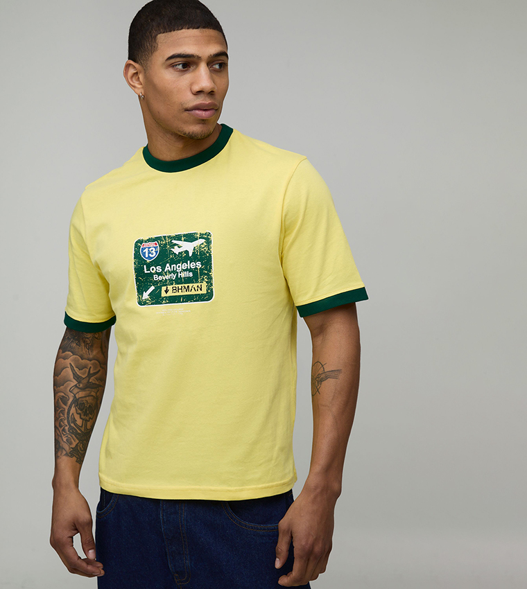 Stamp Printed Short Sleeves T-Shirt