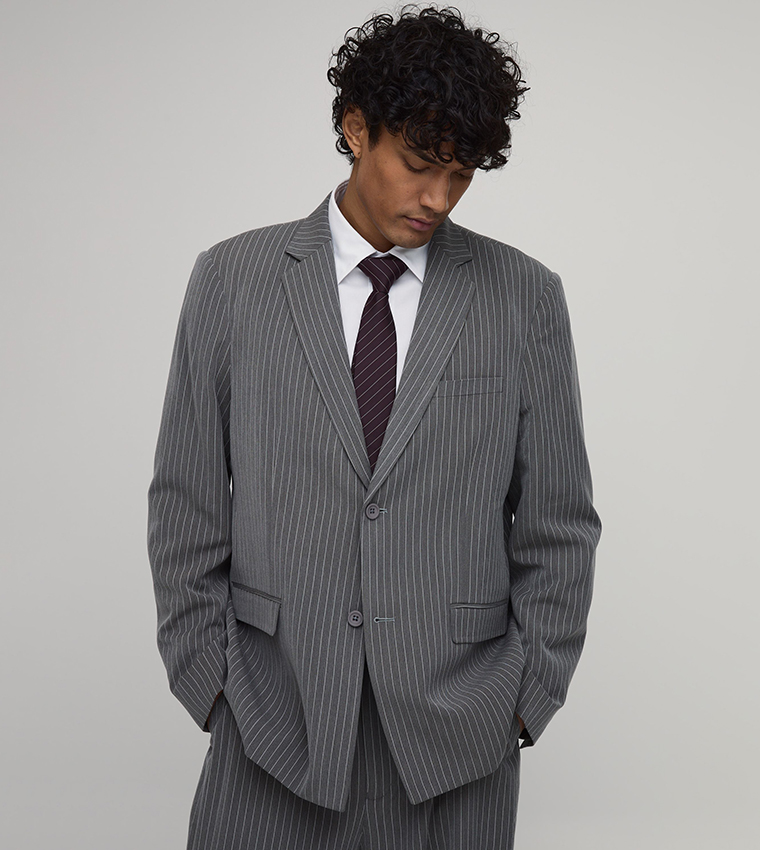 Pinstriped Oversized Blazer