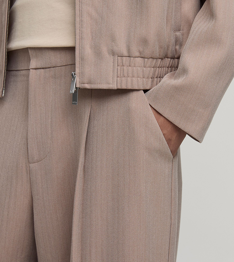 Herringbone Tailored Wide Leg Trousers