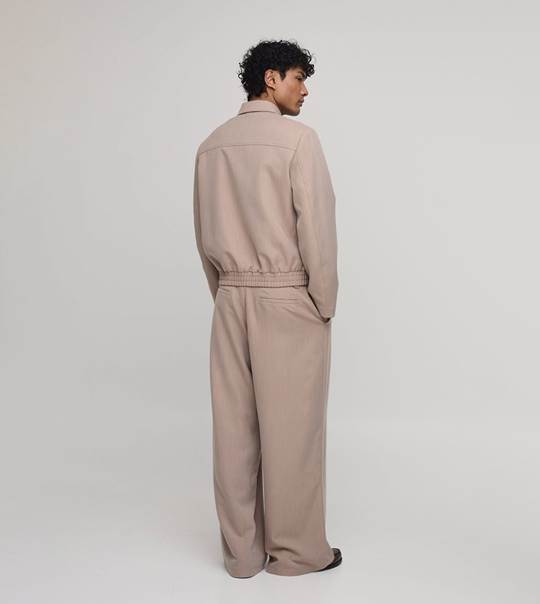 Herringbone Tailored Wide Leg Trousers
