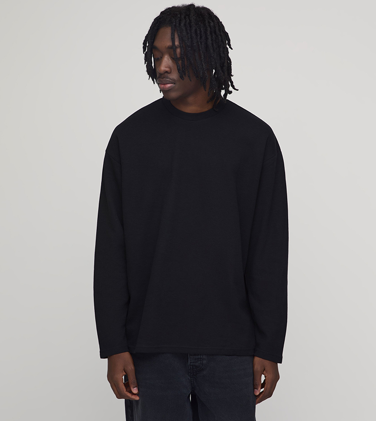 Waffle Long Sleeves Oversized T-Shirt