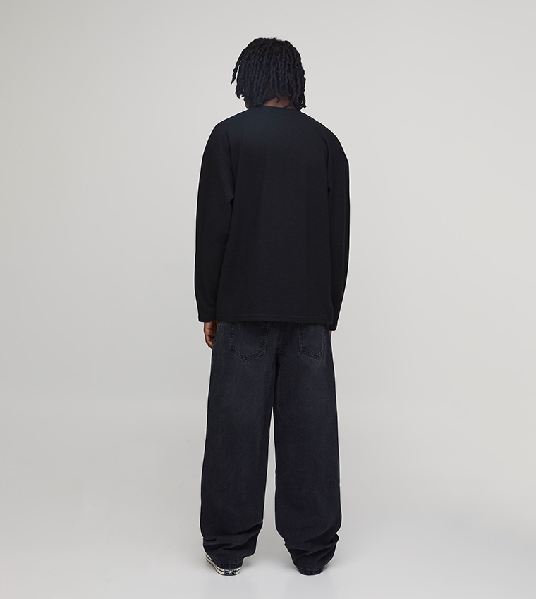 Waffle Long Sleeves Oversized T-Shirt