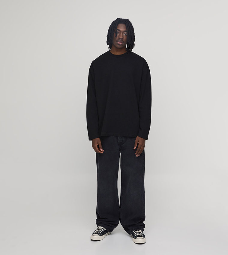 Waffle Long Sleeves Oversized T-Shirt