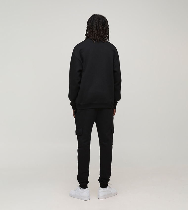 Solid Skinny Fit Cargo Joggers