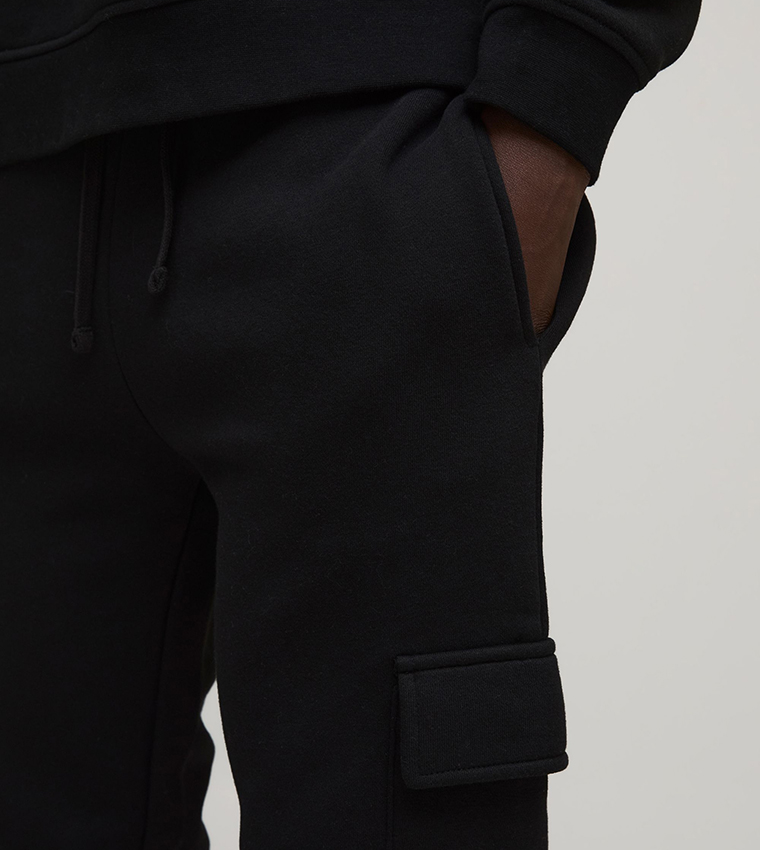 Solid Skinny Fit Cargo Joggers