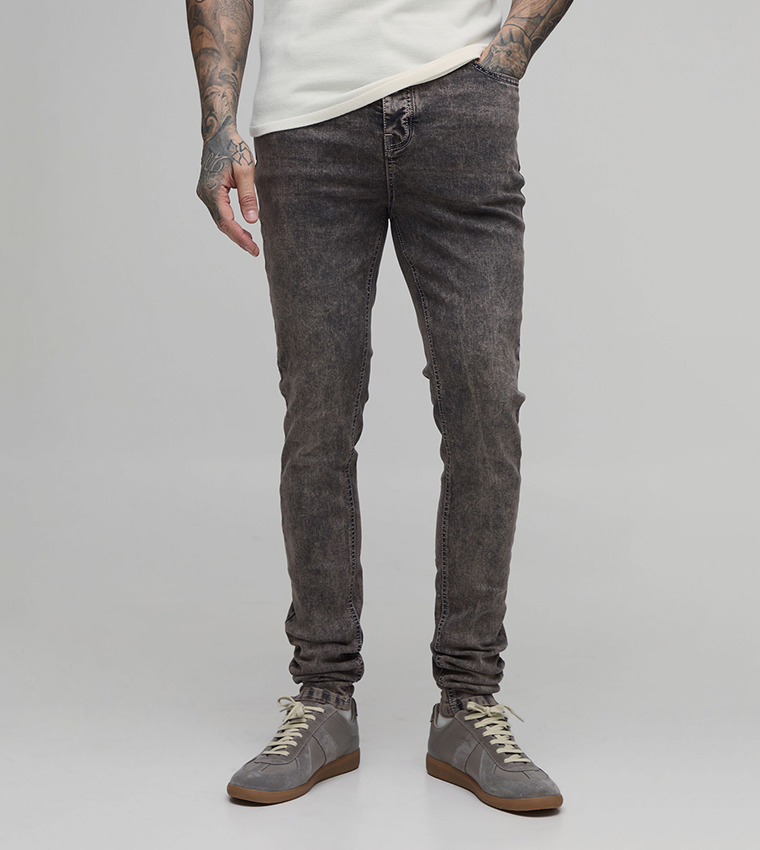 Tall Washed Stacked Stretch Skinny Fit Jeans